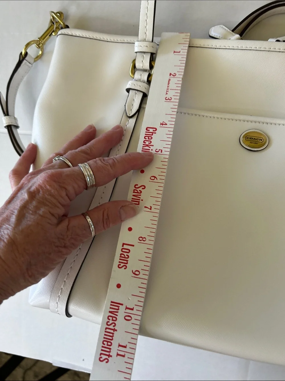 COACH PEYTON LEATHER JORDAN DOUBLE ZIP TOP TOTE CARRYALL IVORY COLOR